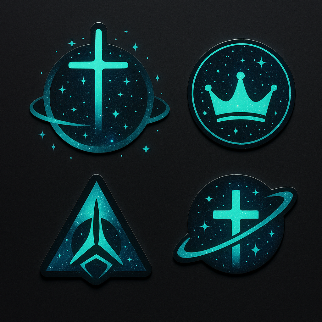 Cross, crown and Christian faith stickers