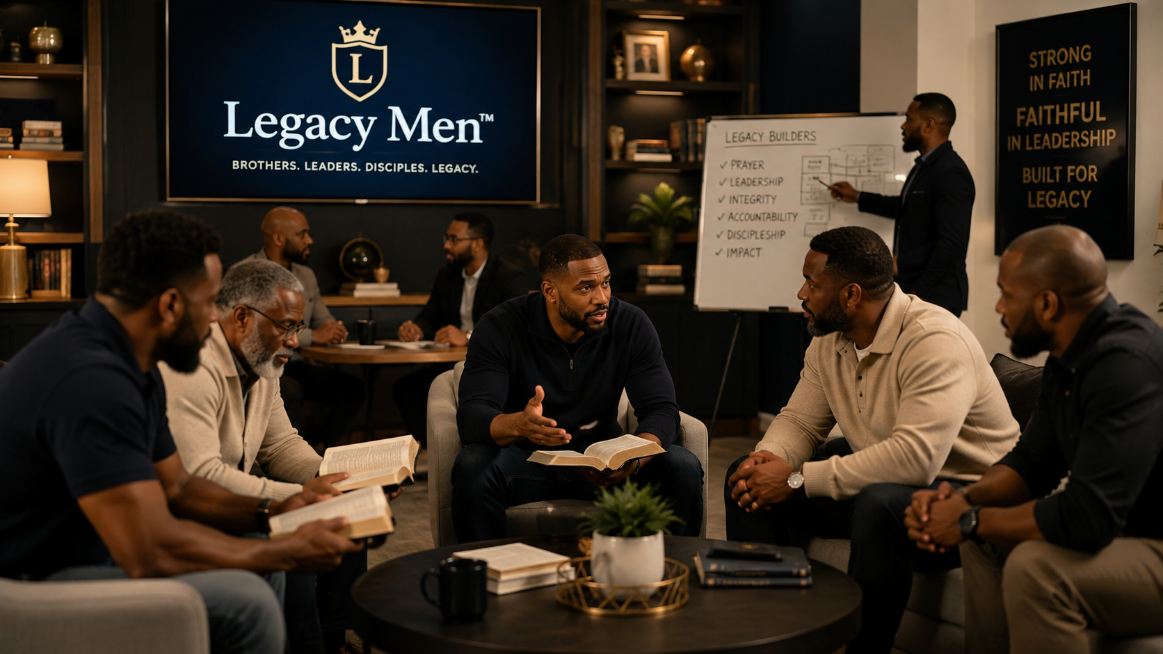 Men gathered for biblical leadership and brotherhood at Legacy Men